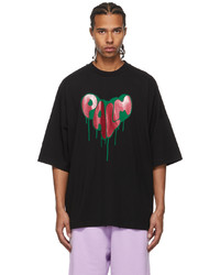 Palm Angels Black Spray Heart T Shirt