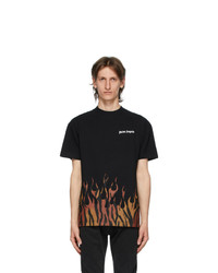 Palm Angels Black Tiger Flames T Shirt