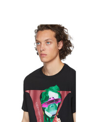 Valentino Black Undercover Edition V Face Rose Print T Shirt