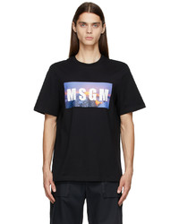 MSGM Black Vertigine Logo T Shirt