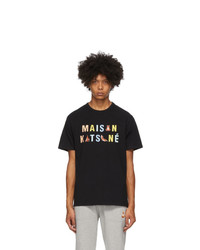 MAISON KITSUNÉ Black Yoga Foxes T Shirt