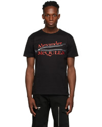 Alexander McQueen Black Zipper Logo T Shirt