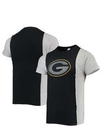 REFRIED APPAREL Blackheathered Gray Green Bay Packers Sustainable Split T Shirt