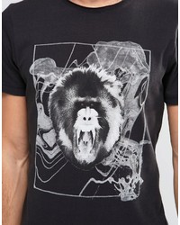Blend of America Blend Angry Baboon Print Slim T Shirt In Black