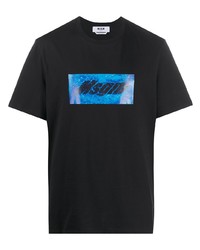 MSGM Box Logo Print Cotton T Shirt