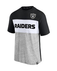 FANATICS Branded Blackheathered Gray Las Vegas Raiders Colorblock T Shirt