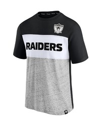 FANATICS Branded Blackheathered Gray Las Vegas Raiders Throwback Colorblock T Shirt