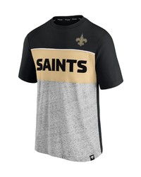 FANATICS Branded Blackheathered Gray New Orleans Saints Colorblock T Shirt