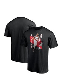 FANATICS Branded Damian Lillard Black Portland Trail Blazers Pick Roll T Shirt