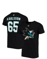 FANATICS Branded Erik Karlsson Black San Jose Sharks Team Authentic Stack Name Number T Shirt