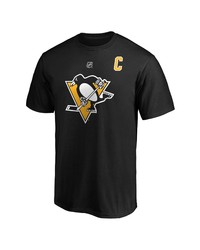 FANATICS Branded Evgeni Malkin Black Pittsburgh Penguins Team Authentic Stack Name Number T Shirt