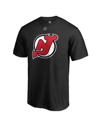 FANATICS Branded Jack Hughes Black New Jersey Devils Authentic Stack Name Number T Shirt
