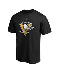 FANATICS Branded Sidney Crosby Black Pittsburgh Penguins Team Authentic Stack Name Number T Shirt