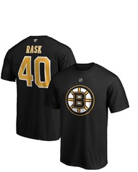 FANATICS Branded Tuukka Rask Black Boston Bruins Authentic Stack Player Name Number T Shirt