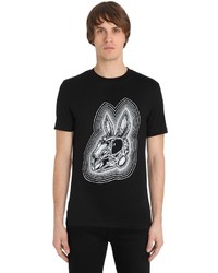 McQ by Alexander McQueen Bunny Skull Print Cotton Jersey T Shirt