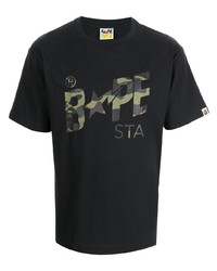 A Bathing Ape Camouflage Logo Print Cotton T Shirt