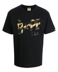 A Bathing Ape Camouflage Logo Print Cotton T Shirt