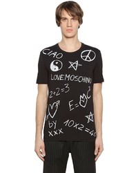 Love Moschino Chalk Print Stretch Jersey T Shirt