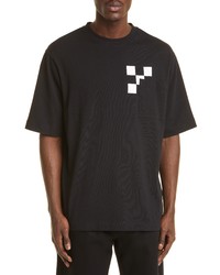 Off-White Checkerboard Arrows Cotton Graphic Tee In Black White At Nordstrom