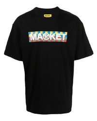 MARKET Checkered Bar Logo Print T Shirt