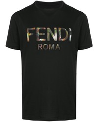 Fendi Checkered Embroidered Logo T Shirt