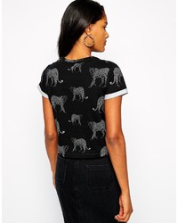 Asos Collection Cropped Easy T Shirt With Cheetah Print