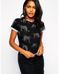 Asos Collection Cropped Easy T Shirt With Cheetah Print