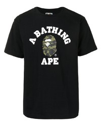 A Bathing Ape College Camouflage Logo Print Cotton T Shirt