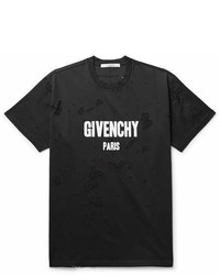 Givenchy Columbian Fit Distressed Printed Cotton Jersey T Shirt