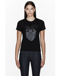Comme des Garcons Comme Des Garons Play Black Jersey Tonal Logo Print T Shirt