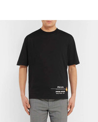 Prada Contrast Tipped Printed Cotton Jersey T Shirt