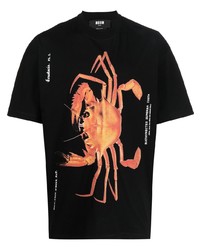 MSGM Crab Print Cotton T Shirt