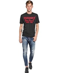 DSquared Cracked Print Cotton Jersey T Shirt