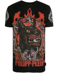 Philipp Plein Crew Neck Gothic Plein T Shirt