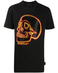 Philipp Plein Crystal Outline Skull T Shirt