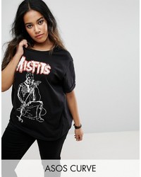 Asos Curve Curve Boyfriend T Shirt With Misfits Print