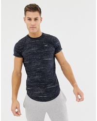 Hollister Curved Hem Icon Logo T Shirt In Charcoal Marl