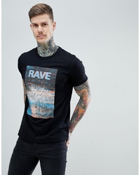 Hugo Dafe Rave Print With 3m Logo T Shirt In Black
