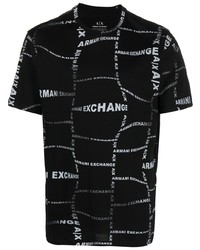 Armani Exchange Distorted Logo Print Cotton T Shirt