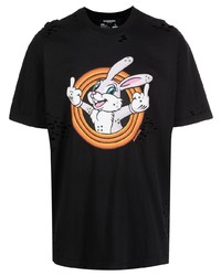 DOMREBEL Distressed Rabbit Print T Shirt