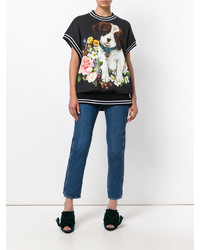 Dolce & Gabbana Dog Floral Print T Shirt