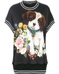 Dolce & Gabbana Dog Floral Print T Shirt
