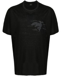 Brioni Dolphin Print Linen T Shirt