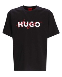 Hugo Double Logo Print Jersey T Shirt