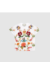 Gucci Embroidered Cotton T Shirt