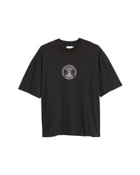 Topman Extreme Oversize Cotton Graphic Tee In Black At Nordstrom