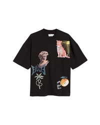 Topman Extreme Oversize Embroidered Graphic Tee In Black At Nordstrom