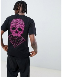 Diamond Supply Fasten T Shirt With Skull Back Print In Black