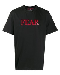 MSGM Fear Print Cotton T Shirt