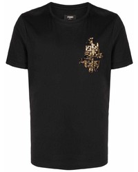 Fendi Ff Logo Sequined T Shirt